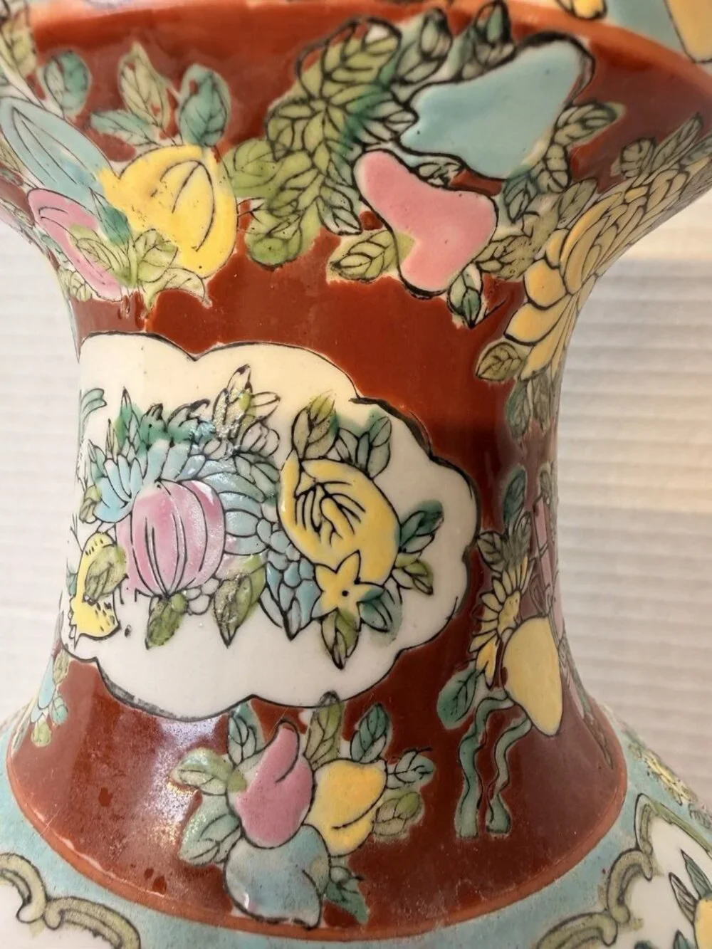Vintage Chinese FamilleRose Style Decorative Porcelain Vase15”Hand Paintedfloral